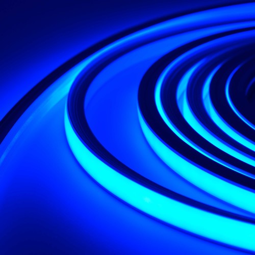 5m 8W/m AnyCut Neon Flex 10x10 Blå LED-strip - 12V DC, inget klippavstånd