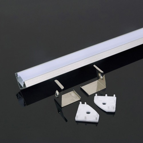 Monteringssats med Diffuser - LED-Strips, Hörn, 2000x19x19mm, Silver