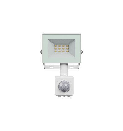 10W strålkastare med sensor - IP44, vit, arbetslampa, PIR-sensor