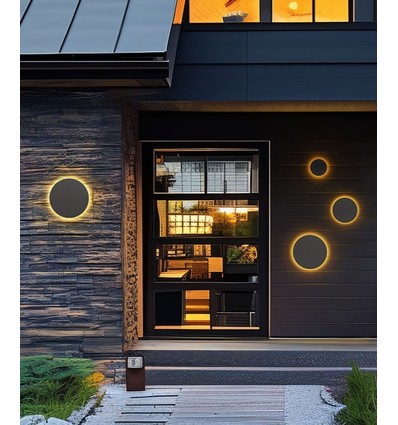 9W Vägglampa - IP44 utomhus, Ø12cm, 3 ljusfärger, Grå, CCT