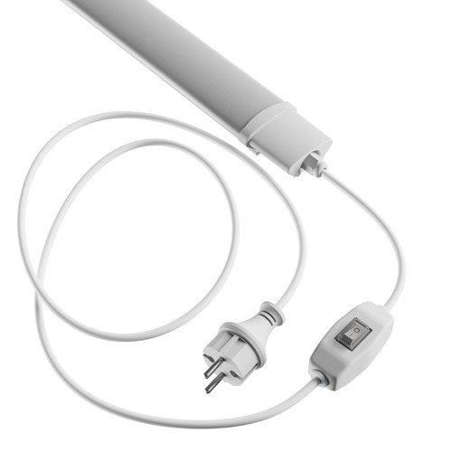 120cm 36W LED-armatur m. stickkontakt och strömbrytare - IP65, 2m kabel + kontakt, på/av