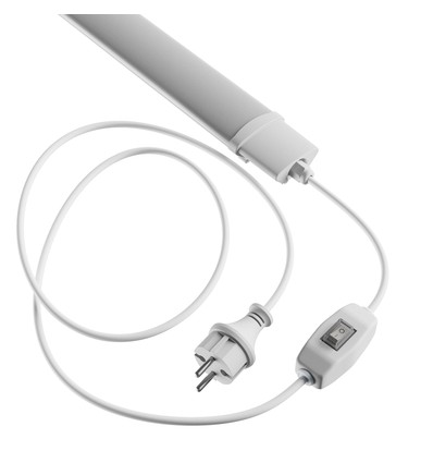 120cm 36W LED-armatur m. stickkontakt och strömbrytare - IP65, 2m kabel + kontakt, på/av