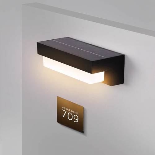 Solcellssensor CCT vägglampa - 3 ljusfärger, svart, fyrkantig, skymningssensor, IP54