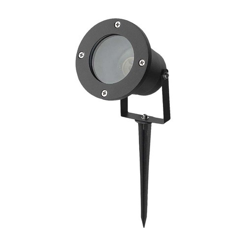GU10 trädgårdslampa med spjut - aluminiumhus, svart, IP65