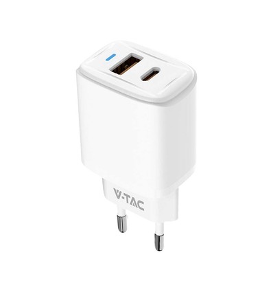 20W Laddaradapter - 1 PD+1 QC-port, vit