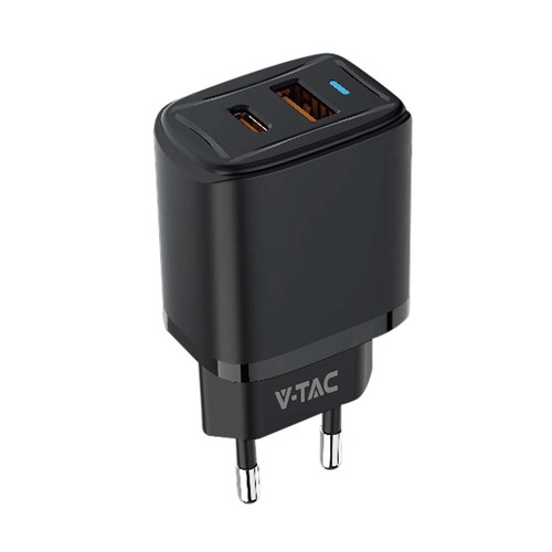 Laddaradapter 20W - 1 PD+1 QC Port, Svart