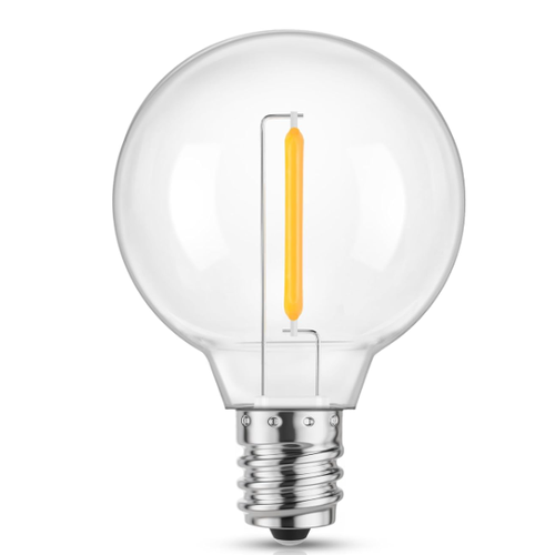 E14 1W LED klotlampa - G40, filament, klart glas