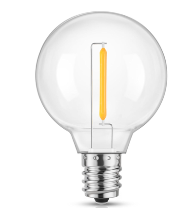 E14 1W LED klotlampa - G40, filament, klart glas