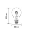 6W dimbar LED Lampa - Filament LED, A60, E27