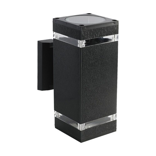 LED-vägglampa E27 - svart hus, kvadrat, IP44