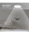 24W LED sensorlampa - Ø29,5cm, IP44, vit kant, 3000K, inbyggd mikrovågssensor