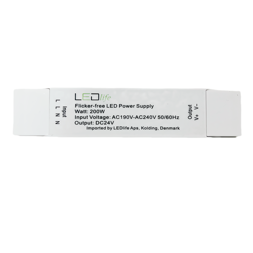 200W 24V strömförsörjning - Flimmerfri, 24V DC, 12,5A, IP20 inomhus