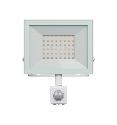 50W strålkastare med sensor - Vit, IP44, PIR-sensor, 230V, Spectrum