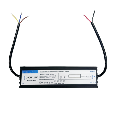 200W vattentät dimbar strömförsörjning - 24V DC, 8.33A, Triac, IP67