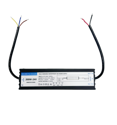 200W vattentät dimbar strömförsörjning - 24V DC, 8.33A, Triac, IP67