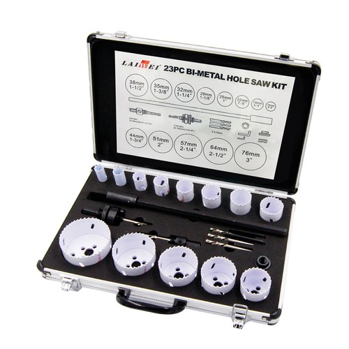 Sats med 13 st. hålsågar - Ø16-76mm, aluminiumväska