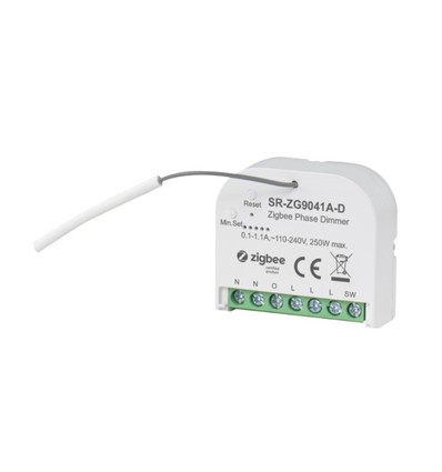 Zigbee Box inbyggningsdimmer - 200W LED dimmer, fjädertryck/push dim, korsomkoppling, memory