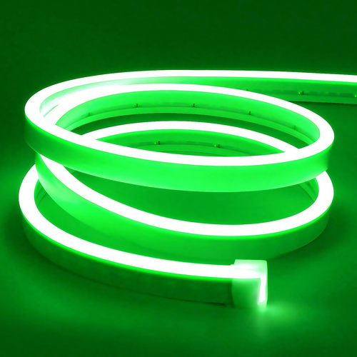 Grön 8x16 CLIP-ON Neon Flex LED - 8W per. meter, IP67, 24V