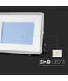 200W strålkastare - Samsung chip, 1m kabel, 4000K, svart hölje, grått glas.