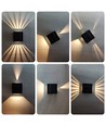 Solcells-vägglampa med justerbar ljuseffekt - IP54, svart, roterbar, fyrkantig, skymningssensor