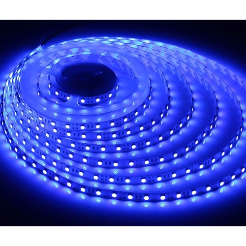 Blå 450 nm 10W/m 24V LED strip - 5m, IP20, 120 LED per. meter