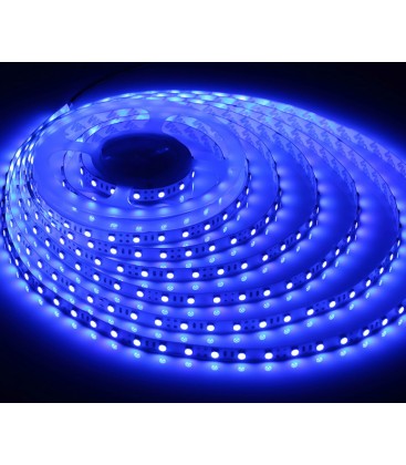 Blå 450 nm 10W/m 24V LED strip - 5m, IP20, 120 LED per. meter