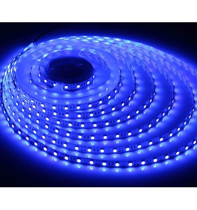 Blå 450 nm 10W/m 24V LED strip - 5m, IP20, 120 LED per. meter