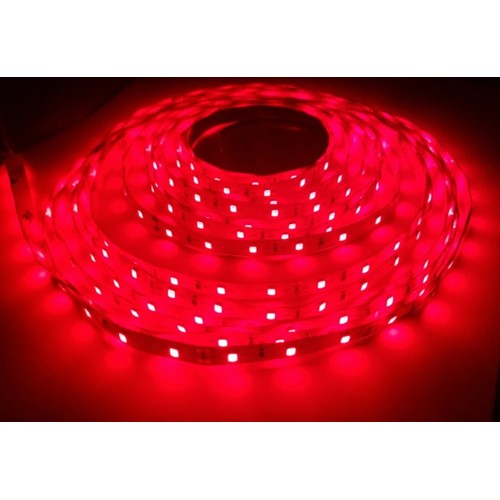 Röd 660 nm 14W/m 24V LED strip - 5m, IP20, 60 LED per. meter