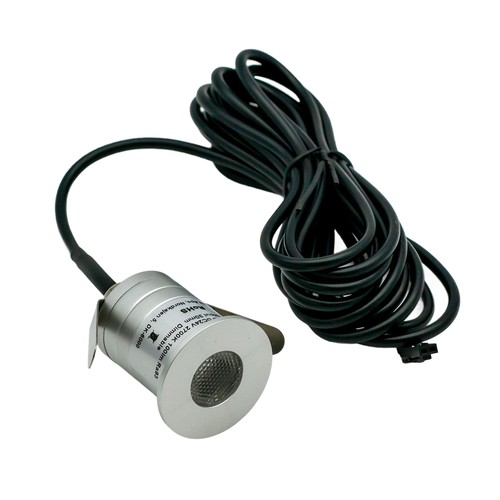 Bastu downlight - 24V DC, RA93, 1,1W, 3m kabel, Hål: Ø3 cm, Mått: Ø3,5 cm