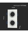 Dubbel GU10 infälld spot, vit - IP54, aluminium, hål: 155x75 mm, mått: 173x91 mm, utan ljuskälla