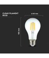 E27 10W LED filamentlampa - A60, klart glas, 1055lm, 4000K