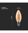 E14 4W LED filament kronljus - Twist, bärnstensglas, 2200K, 350lm
