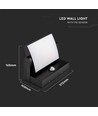17W Vägglampa med Sensor - LED, 3000K, Svart, IP65