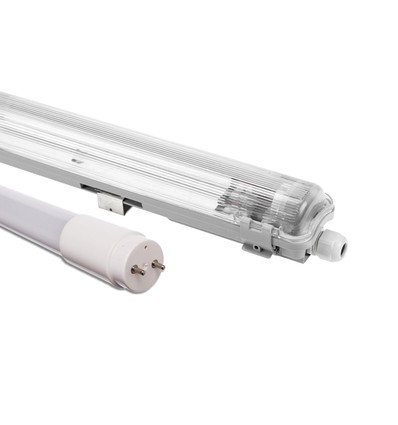 Limea T8 LED dubbelarmatur - Inkl. 1x9W 60cm LED-rör, IP65 vattentät