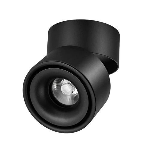 Dimbar LED takspot RA98 - 10W, svart, justerbar, för utanpåliggande montage