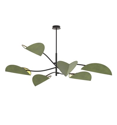Lotus 6 Svart/Grön taklampa - E14, 230V, utan ljuskälla
