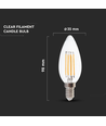 V-Tac 4W LED kronljus - Filament, varmvit, E14