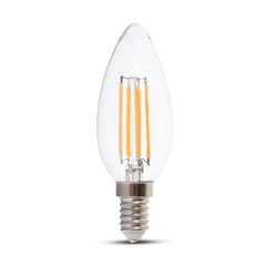 V-Tac 4W LED kronljus - Filament, varmvit, E14