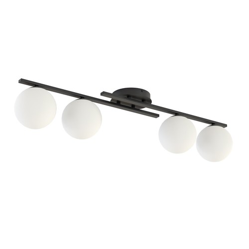 Kairo 4 Svart/Opal taklampa - Ø14 cm, E14, 230V, utan ljuskälla