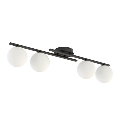 Kairo 4 Svart/Opal taklampa - Ø14 cm, E14, 230V, utan ljuskälla
