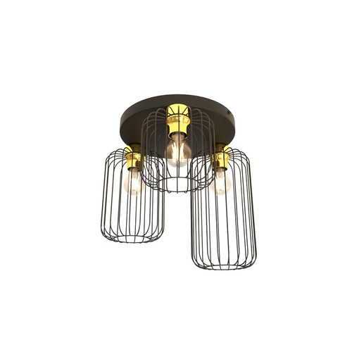 Barn 3PREM Svart/Guld taklampa - Ø16 cm, E27, 230V, utan ljuskälla