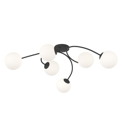 Vibra 6 Svart/Opal taklampa - Ø15 cm, E14, 230V, utan ljuskälla
