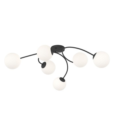 Vibra 6 Svart/Opal taklampa - Ø15 cm, E14, 230V, utan ljuskälla
