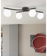 Opus 4 Svart/Opal taklampa - Ø15 cm, E14, 230V, utan ljuskälla