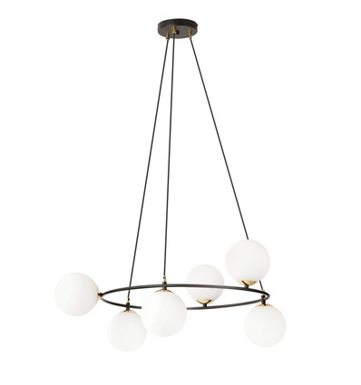 Azura 6 Svart/Opal pendellampa - Ø14 cm, E14, 230V, utan ljuskälla