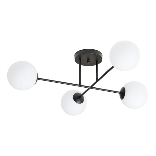 Roma 4 Svart/Opal taklampa - Ø14 cm, E14, 230V, utan ljuskälla