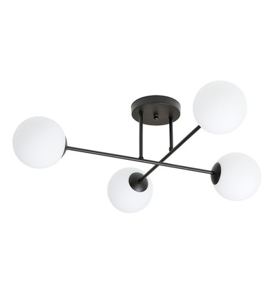 Roma 4 Svart/Opal taklampa - Ø14 cm, E14, 230V, utan ljuskälla