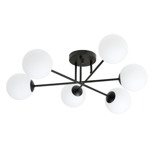 Roma 6 Svart/Opal taklampa - Ø14 cm, E14, 230V, utan ljuskälla