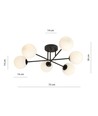 Roma 6 Svart/Opal taklampa - Ø14 cm, E14, 230V, utan ljuskälla
