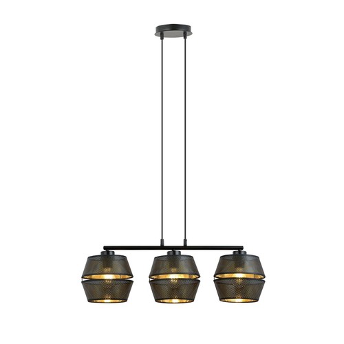 Malia 3 Svart/Guld pendellampa - Ø15 cm, E27, 230V, utan ljuskälla